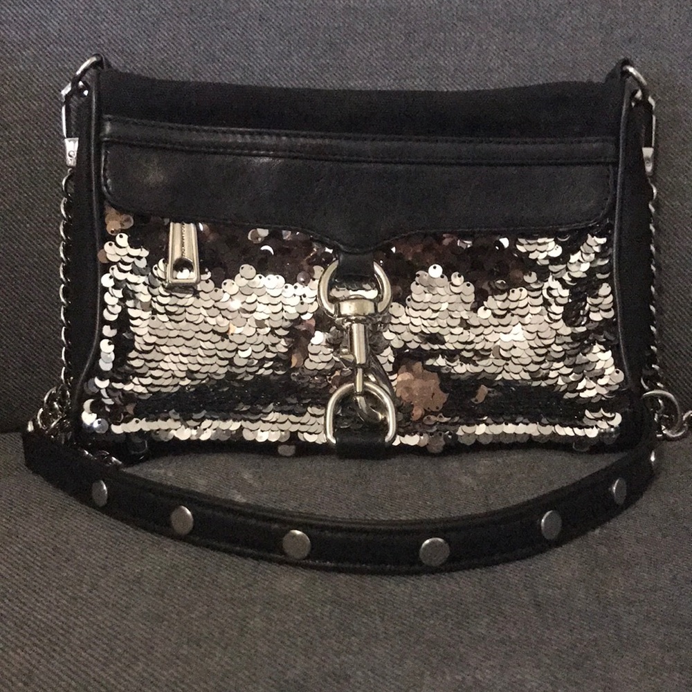 Rebecca Minkoff Black Sequin Mini MAC Bag